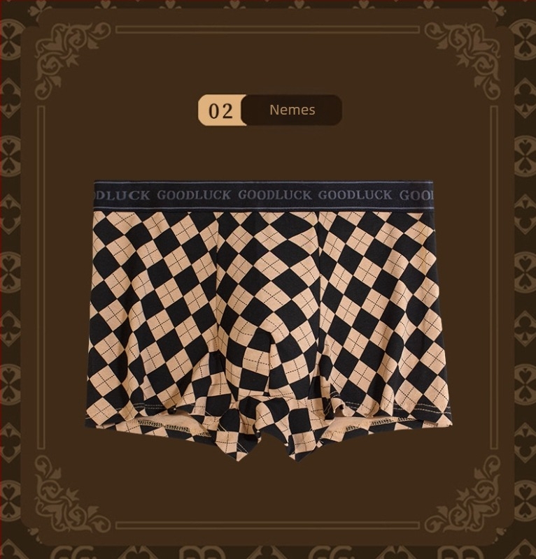 Férfi pamut boxer alsó, középmagas derék, laza fazon, geometriai mintázat