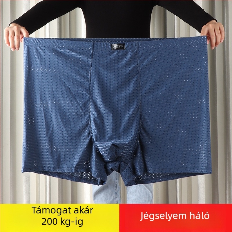 Férfi boxeralsó: lélegző nejlon anyag, pamut ágyékbetét, magas derekú, nyár, 80–90% nejlon