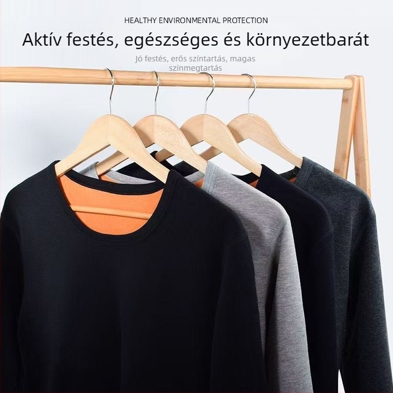 Férfi őszi–téli arany bársonnyal bélelt termoszett, dupla rétegű felső és alsó