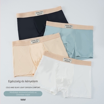 Férfi antibakteriális, lélegző ice silk boxer nadrág, gyorsan száradó, fő anyag nylon, ágyéki bélés mulberry silk