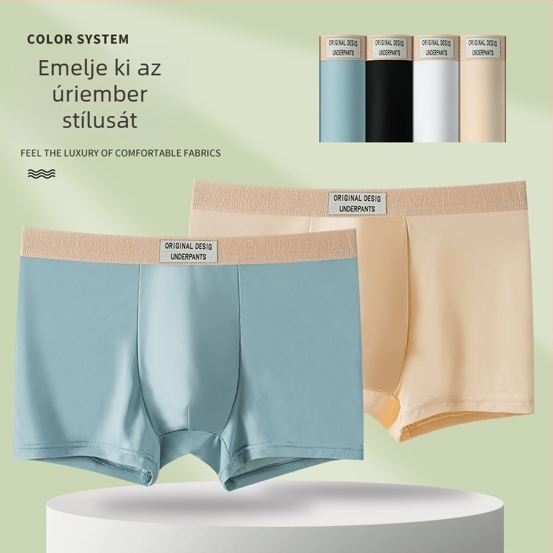 Férfi antibakteriális, lélegző ice silk boxer nadrág, gyorsan száradó, fő anyag nylon, ágyéki bélés mulberry silk