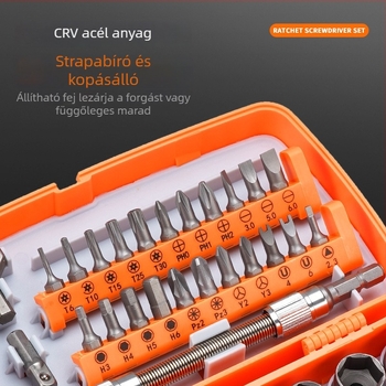 38-in-1 többfunkciós racsnis kulcs és csavarhúzó készlet, króm-vanádium acélból, gépjavításokra