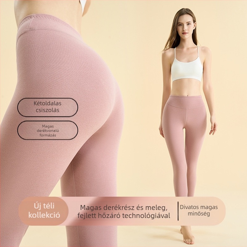 Női őszi-téli termoszálas leggings, könnyű, magas derékkal, szorosan illeszkedő, alapréteg