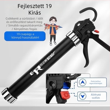 Ajtókhoz, ablakokhoz és üveghez ragasztópisztoly – automata ragasztóvágás, munkaerő-megtakarítás, hosszú löket, kettős használat, csúszásmentes fogantyú