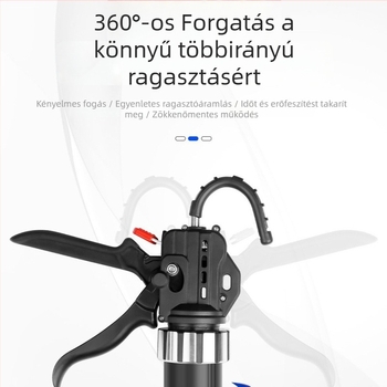 Ajtókhoz, ablakokhoz és üveghez ragasztópisztoly – automata ragasztóvágás, munkaerő-megtakarítás, hosszú löket, kettős használat, csúszásmentes fogantyú