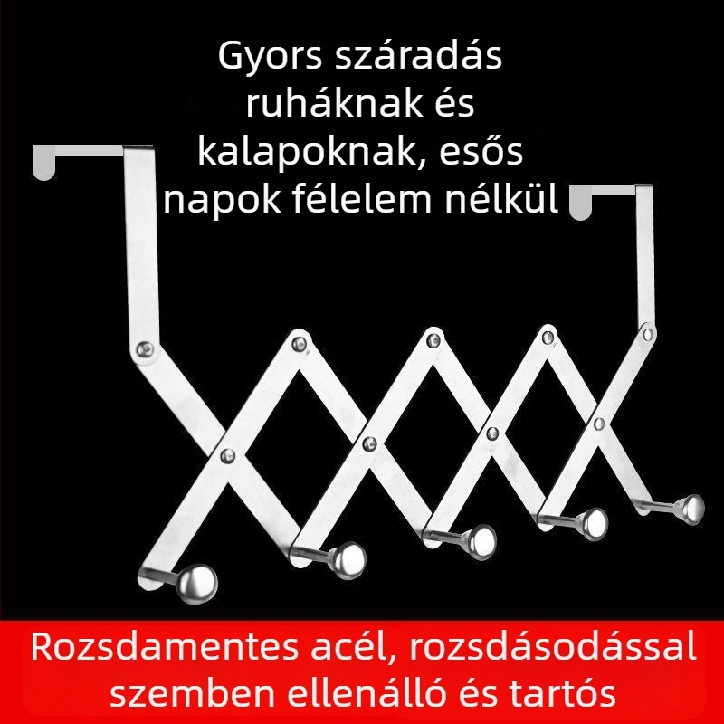 Rozsdamentes acél radiátorra szerelhető kihúzható akasztó, korrózió- és magas hőmérséklet-álló, teherbíró, szerelés nélkül