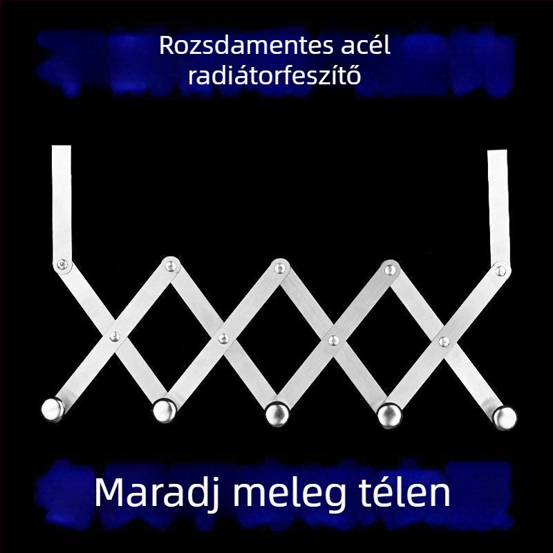 Rozsdamentes acél radiátorra szerelhető kihúzható akasztó, korrózió- és magas hőmérséklet-álló, teherbíró, szerelés nélkül