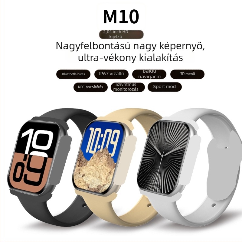 Smartwatch M10/S10 pulzusmérés, vérnyomás, oxigén-szint, alvásfigyelés és NFC