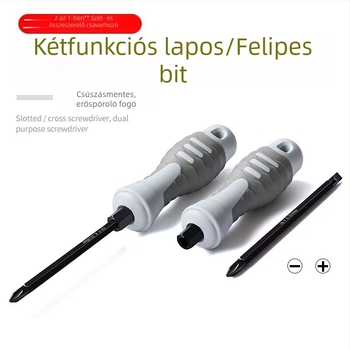 Két végű csavarhúzó Phillips és ferde fejjel, Cr-Mo acélból, mágneses, izolált, csavarátmérő 6 mm