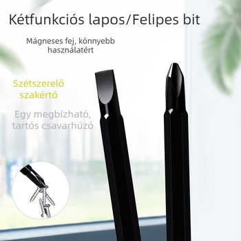 Két végű csavarhúzó Phillips és ferde fejjel, Cr-Mo acélból, mágneses, izolált, csavarátmérő 6 mm
