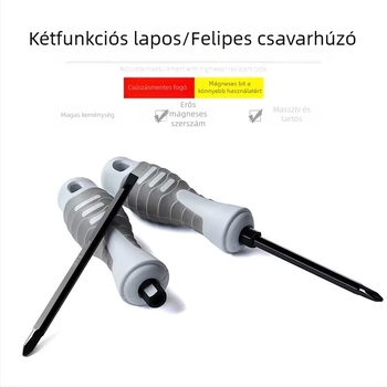 Két végű csavarhúzó Phillips és ferde fejjel, Cr-Mo acélból, mágneses, izolált, csavarátmérő 6 mm