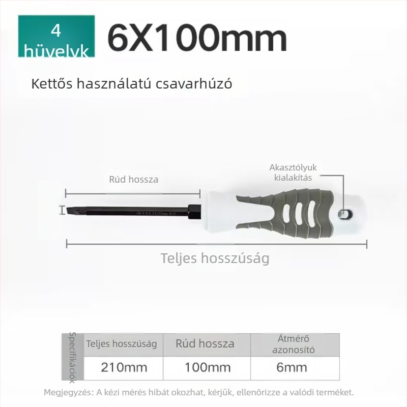 Két végű csavarhúzó Phillips és ferde fejjel, Cr-Mo acélból, mágneses, izolált, csavarátmérő 6 mm