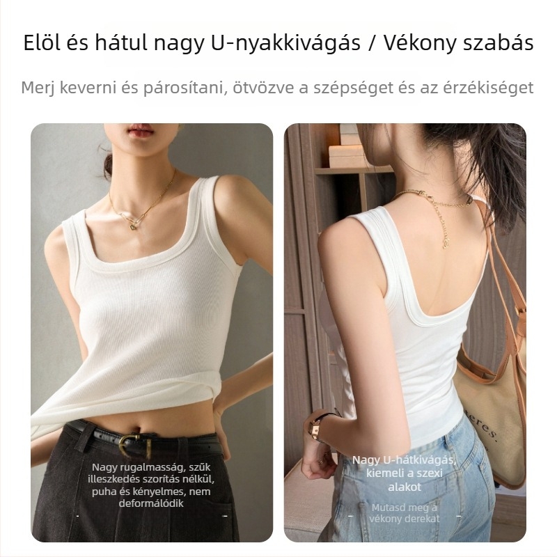 Vörös viszkóz anyagú melegítő nélküli női top, négyzet alakú nyakkal