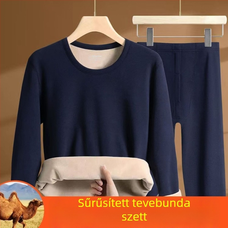 Férfi termikus ruházat szett: dupla rétegű extrán vastag fleece, akril anyag, elasztikusság, hosszú ujjú