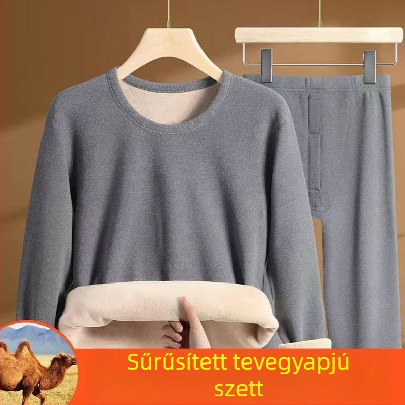 Férfi termikus ruházat szett: dupla rétegű extrán vastag fleece, akril anyag, elasztikusság, hosszú ujjú