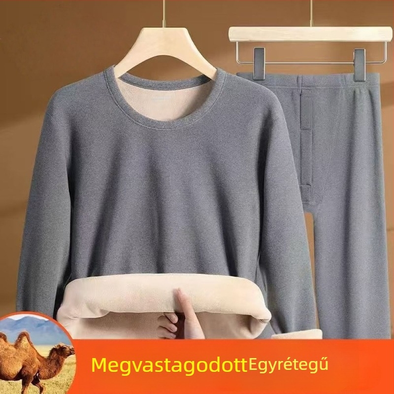 Férfi termikus ruházat szett: dupla rétegű extrán vastag fleece, akril anyag, elasztikusság, hosszú ujjú
