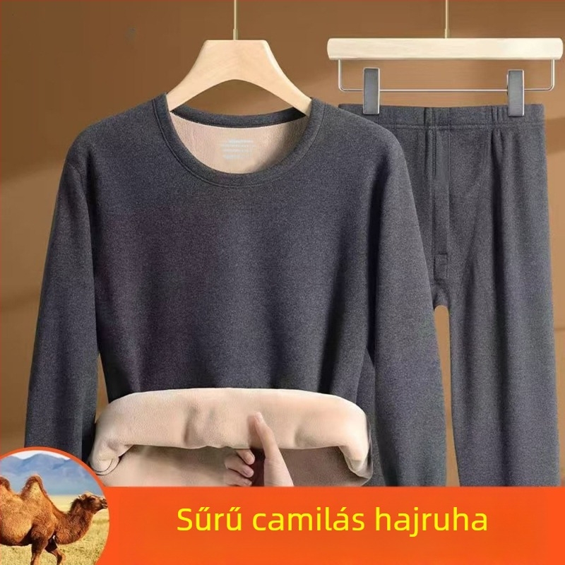 Férfi termikus ruházat szett: dupla rétegű extrán vastag fleece, akril anyag, elasztikusság, hosszú ujjú