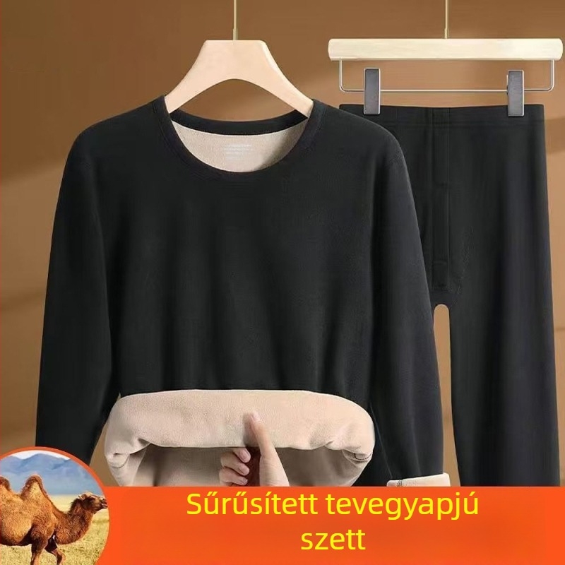 Férfi termikus ruházat szett: dupla rétegű extrán vastag fleece, akril anyag, elasztikusság, hosszú ujjú