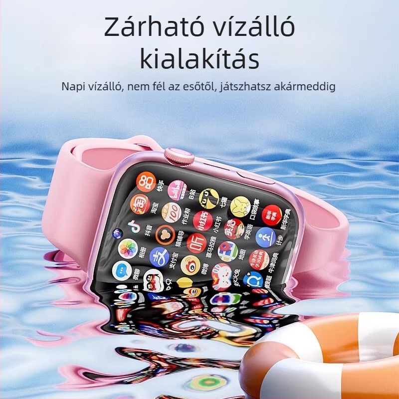Gyerekeknek szóló 5G-s okosóra SIM-kártya bemenettel, vízálló, helymeghatározás, fényképezés, lépésszámláló, szilikon szíj