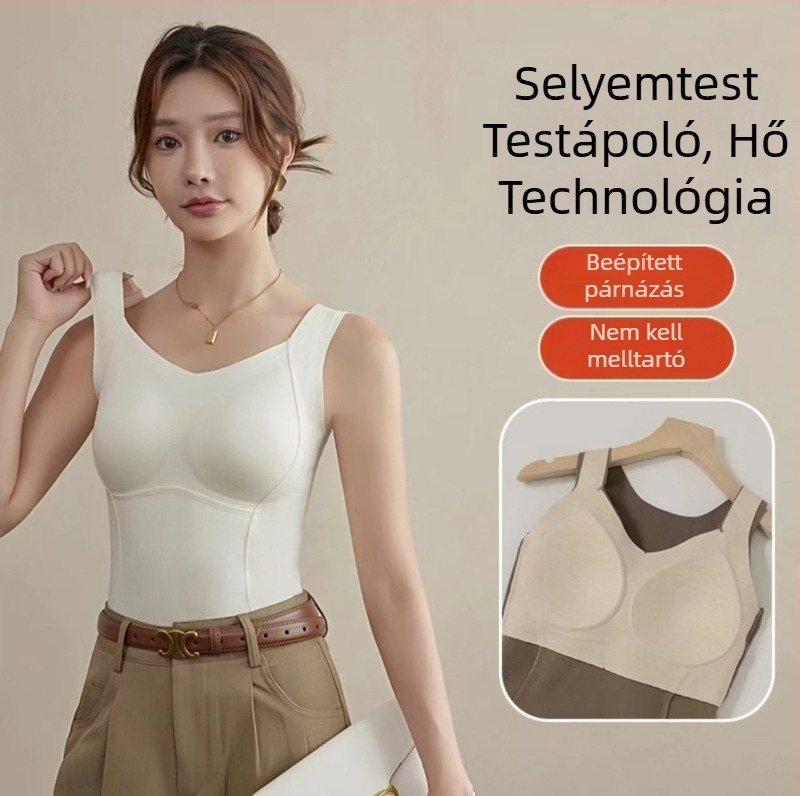 Női egyben meleg mellény fleece-öltéssel, viselhető belsőként vagy külsőként, beépített melltartóbetétekkel