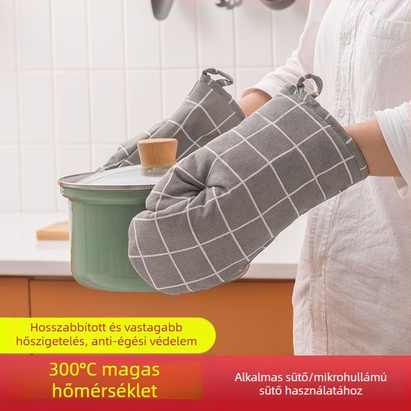 Mikrohullámú sütőkesztyűk - Szigeteltek, Égési sérülések elleni védelem, Ultra-vastag, Magas hőmérséklet-ellenállás - Háztartási használatra (Márka Unique; Anyag: Szövet)
