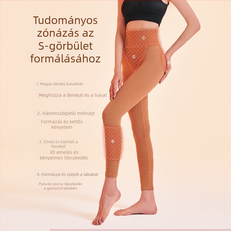 Melegítő jellegű, karcsúsító, magas derekú varrat nélküli leggings akrilgyapjú keverékből, kényelmes a hideg időben, őszi viselet