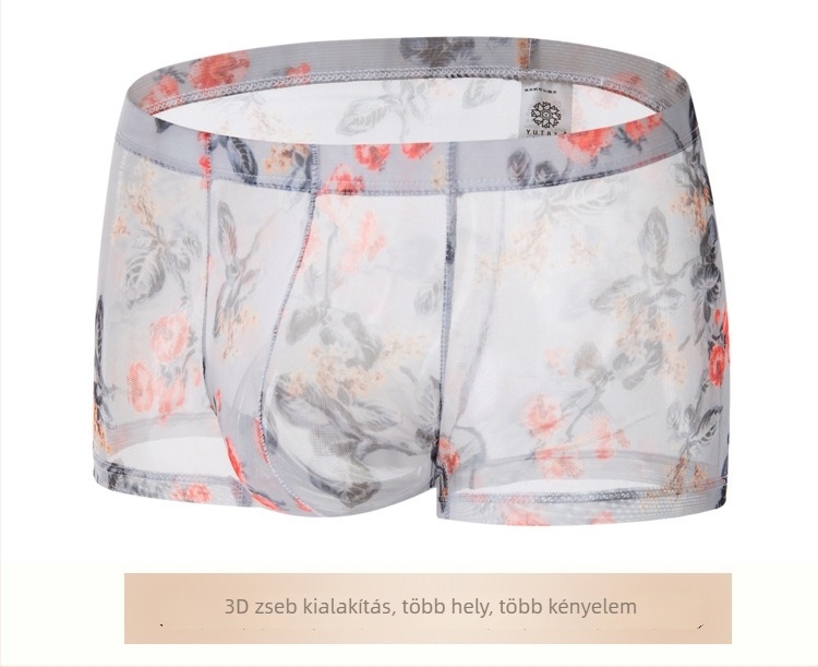 Férfi boxeralsónemű átlátszó hálós anyagból, lélegző, U‑alakú zsebbel, modell B181
