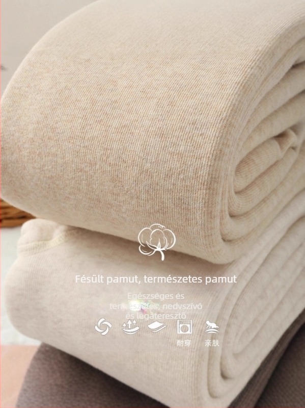 500 g combált pamut fleece-bevonatú vastag női leggings, ősz-tél viselet, magas derék, bordázott textúra, anti-pilling