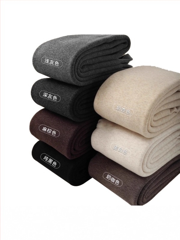 500 g combált pamut fleece-bevonatú vastag női leggings, ősz-tél viselet, magas derék, bordázott textúra, anti-pilling