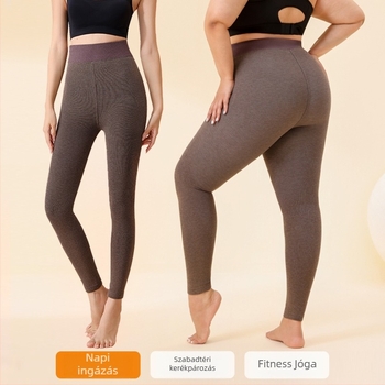 Női termo leggings függőleges csíkokkal, pamut alapú, fleece béléssel, vastag és meleg