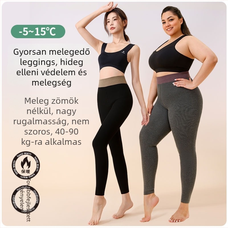 Női termo leggings függőleges csíkokkal, pamut alapú, fleece béléssel, vastag és meleg
