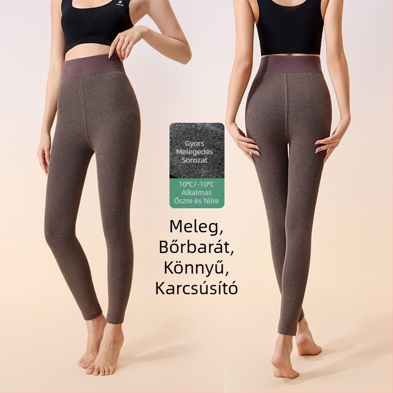 Női termo leggings függőleges csíkokkal, pamut alapú, fleece béléssel, vastag és meleg