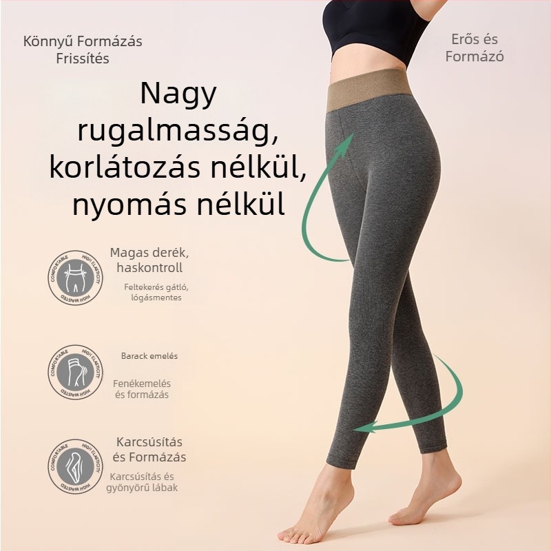 Női termo leggings függőleges csíkokkal, pamut alapú, fleece béléssel, vastag és meleg