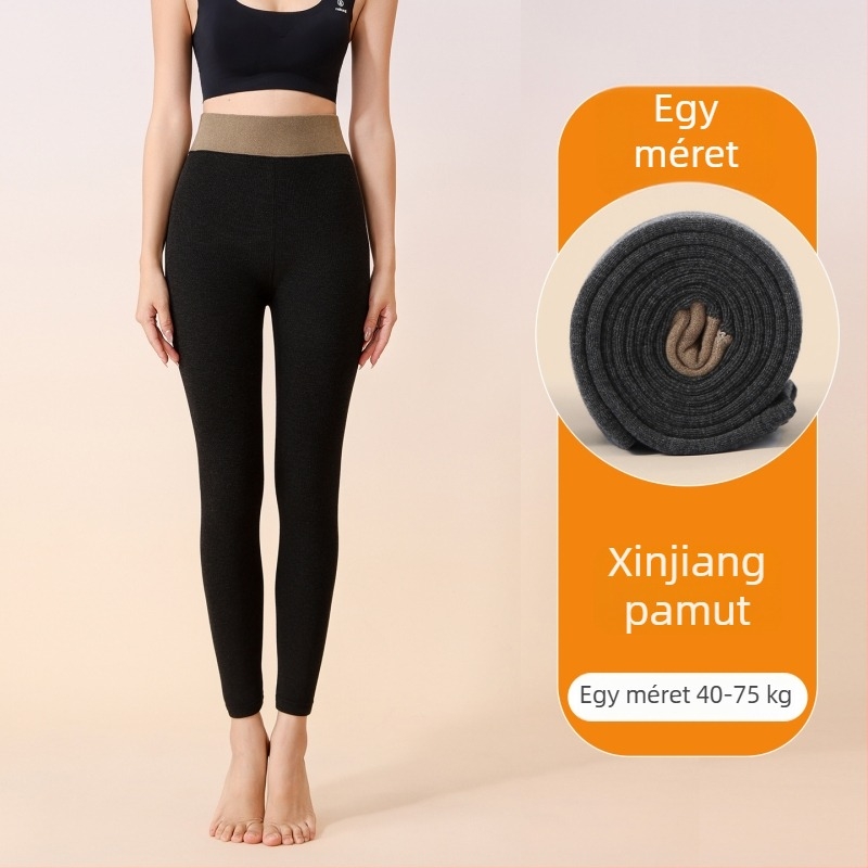 Női termo leggings függőleges csíkokkal, pamut alapú, fleece béléssel, vastag és meleg