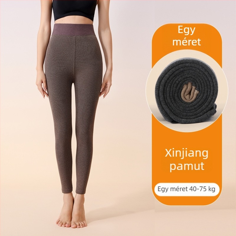 Női termo leggings függőleges csíkokkal, pamut alapú, fleece béléssel, vastag és meleg