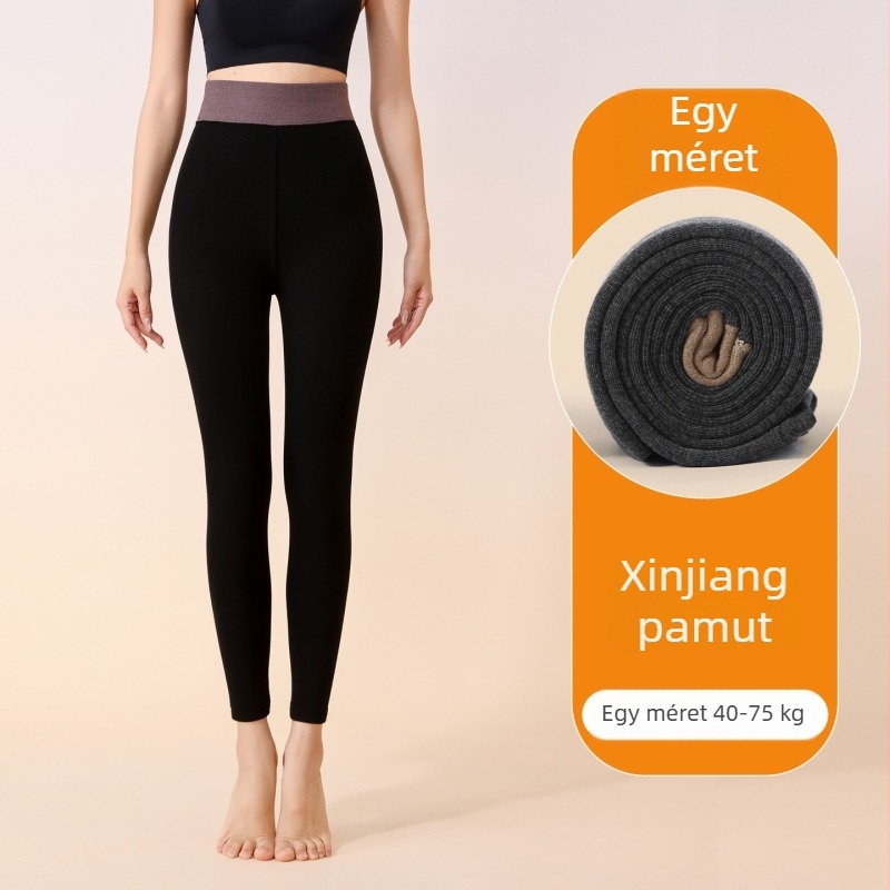Női termo leggings függőleges csíkokkal, pamut alapú, fleece béléssel, vastag és meleg