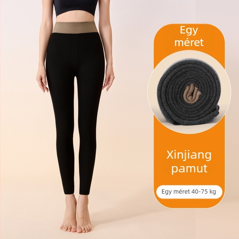 Női termo leggings függőleges csíkokkal, pamut alapú, fleece béléssel, vastag és meleg