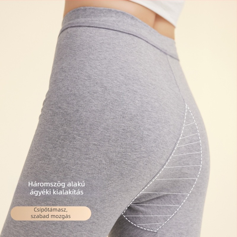 Női pamut termosz leggings, magas derékkal, egy rétegű, vast anyag, 90–95% pamut, hasi kontroll, meleg