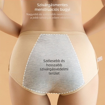 Pamutból készült menstruációs fehérnemű modalos ágyéktáji betéttel, középmagas derekú, szivárgás elleni védelem