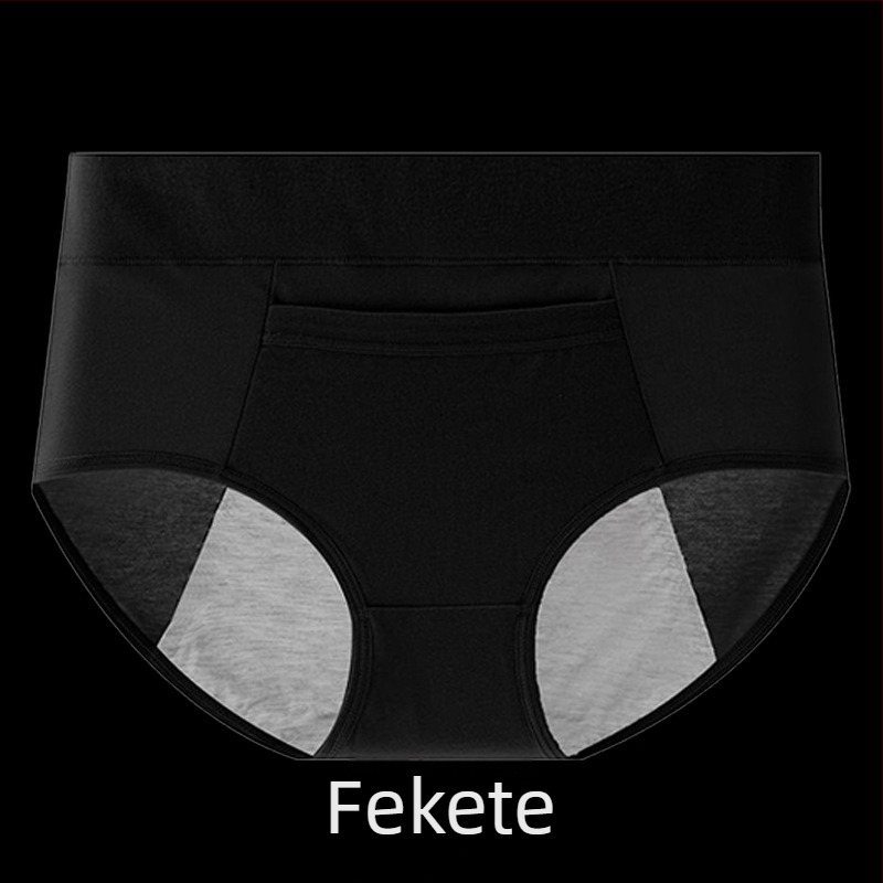 Pamutból készült menstruációs fehérnemű modalos ágyéktáji betéttel, középmagas derekú, szivárgás elleni védelem