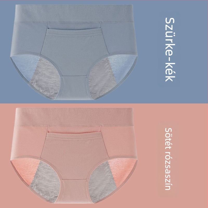 Pamutból készült menstruációs fehérnemű modalos ágyéktáji betéttel, középmagas derekú, szivárgás elleni védelem