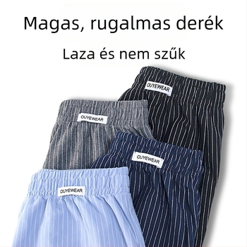 MILAN Férfiaknak csíkos pamut pizsama nadrág, plusz méret, laza szabás
