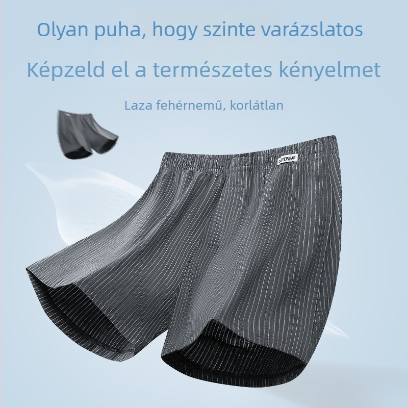 MILAN Férfiaknak csíkos pamut pizsama nadrág, plusz méret, laza szabás