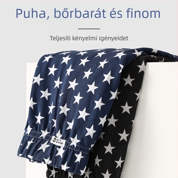 Férfiaknak pamutból készült laza otthoni rövidnadrág - Kötött anyag, középmagasságú derék, csíkos/kockás mintázat, sportos stílus