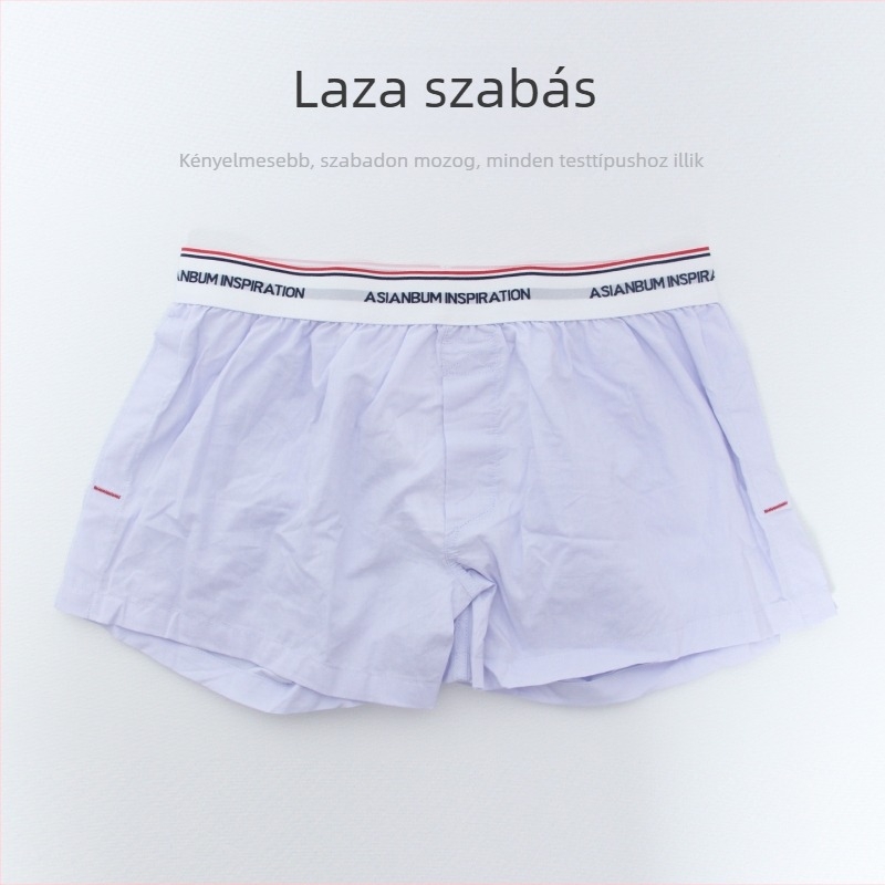 Férfi pamut középtalpas rövid boxer, légáteresztő bélés, szövött anyag, 100% pamut