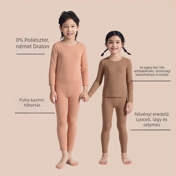 Gyerekeknek Derong Cashmere termikus alsónemű szett - dupla rétegű alapréteg, kerek nyakú, hosszú ujjú, extra vast fleece a melegért