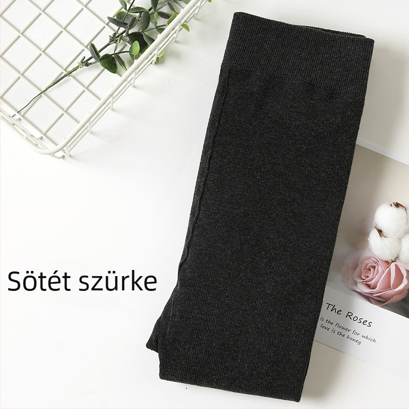 Női hosszú harisnya vastag pamutból, velúr bélés, bordázott mintázat, krémszín-fehér, ősz-tél