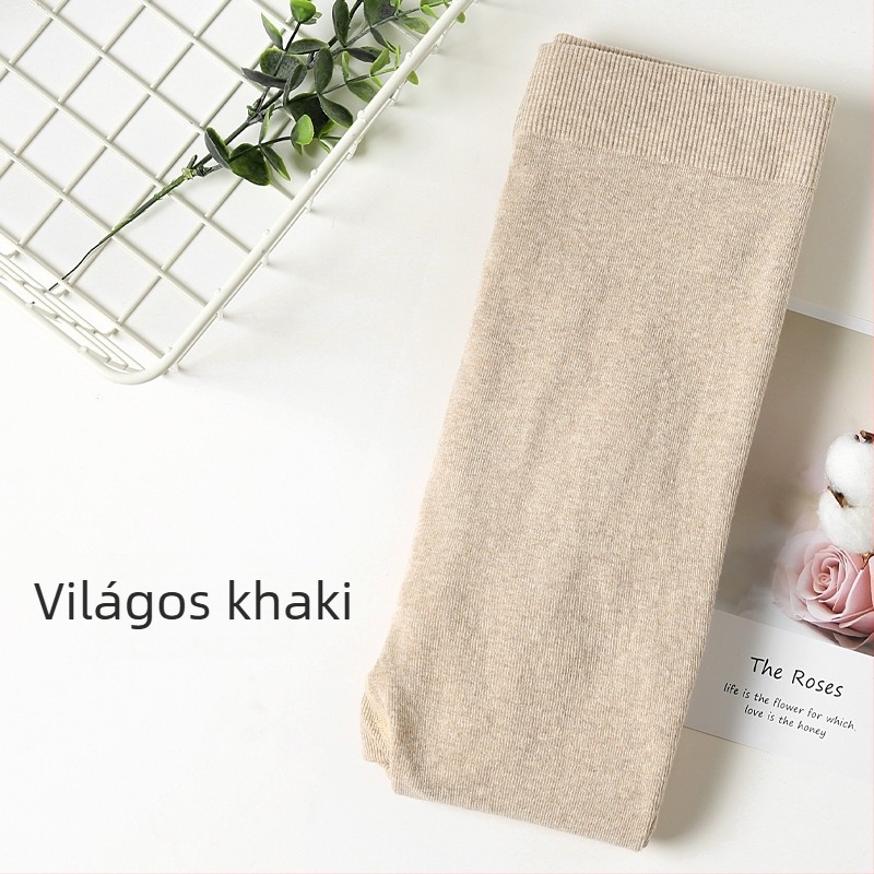 Női hosszú harisnya vastag pamutból, velúr bélés, bordázott mintázat, krémszín-fehér, ősz-tél