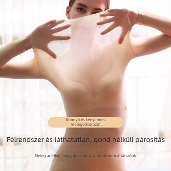 Női őszi-téli ultravékony termoszett 37°C állandó hőmérséklettel, kapucnis felső és hosszú nadrág, varrat nélküli, testformázó