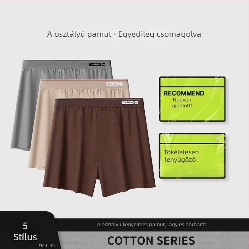 Férfi Milan pamut kötött pizsama rövidnadrág, légáteresztő, varratmentes, középső derekú, 95–100% pamut